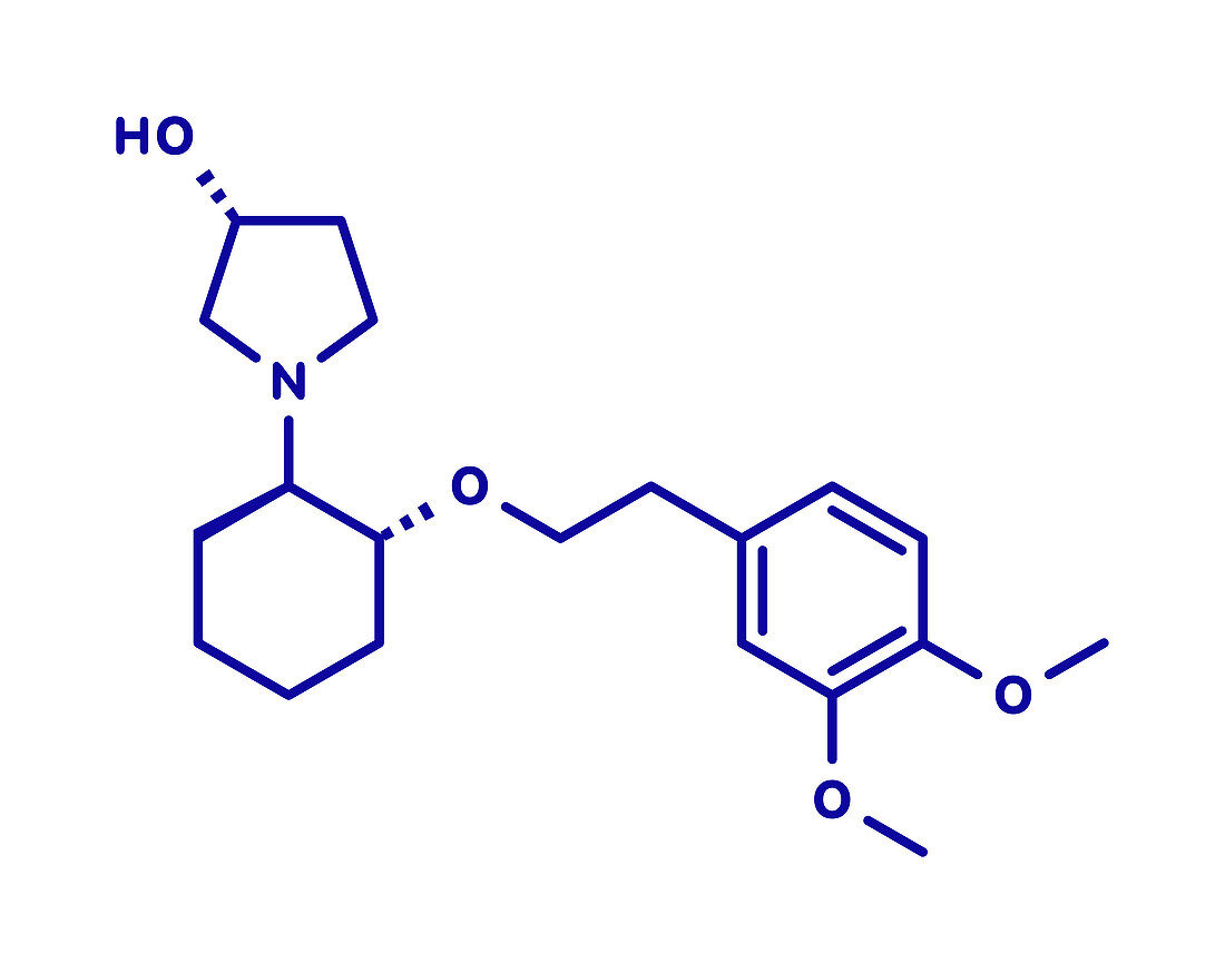 Vernakalant atrial fibrillation drug molecule, illustration