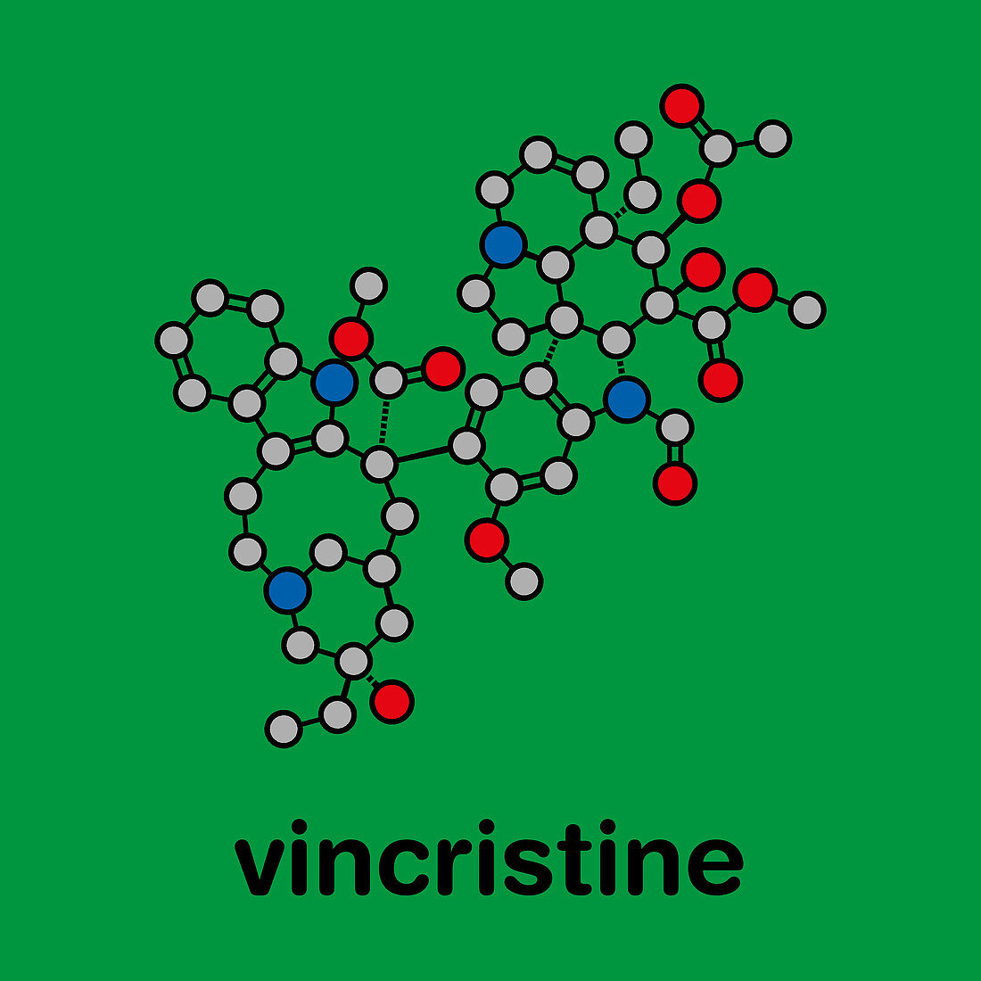 Vincrinstine cancer drug molecule, illustration
