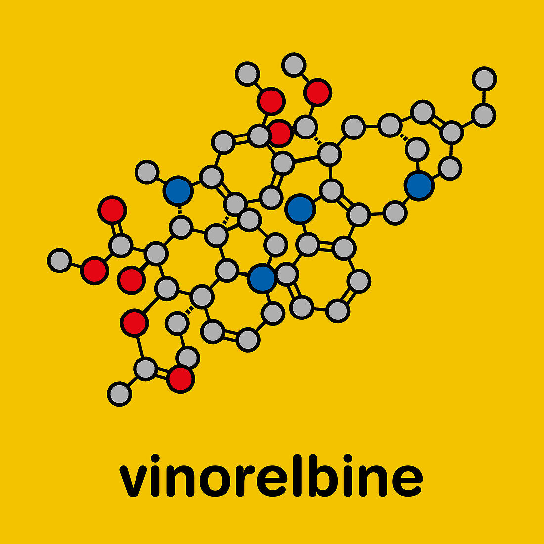 Vinorelbine cancer chemotherapy drug molecule, illustration