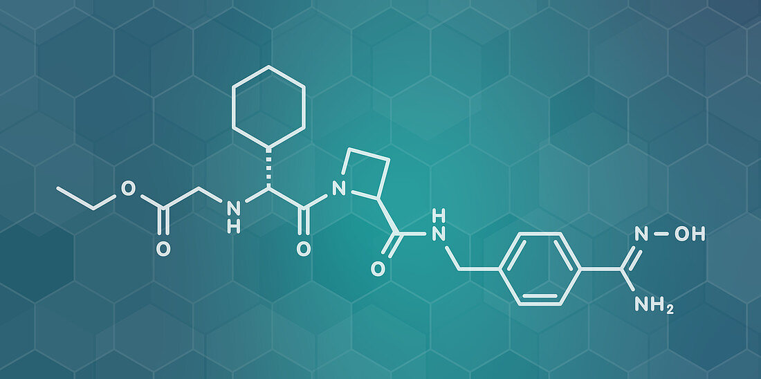 Ximelagatran anticoagulant drug molecule, illustration