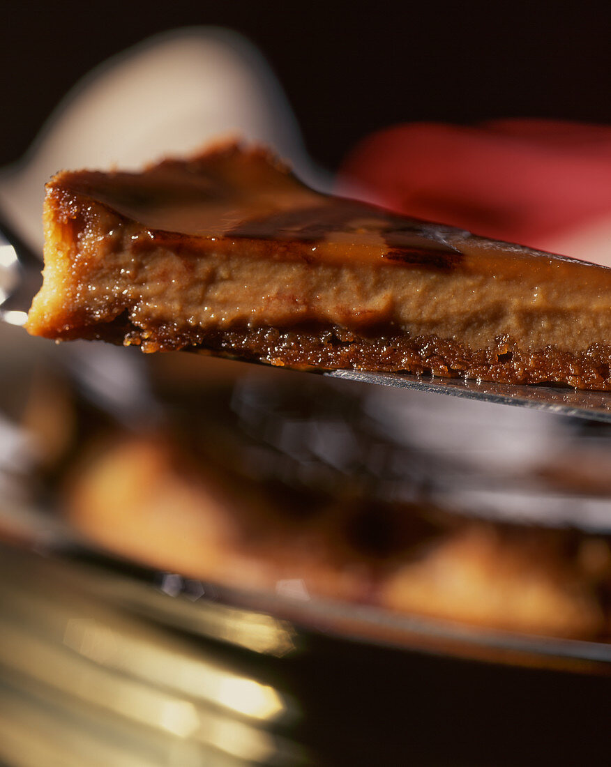 A slice of chocolate and coffee tart