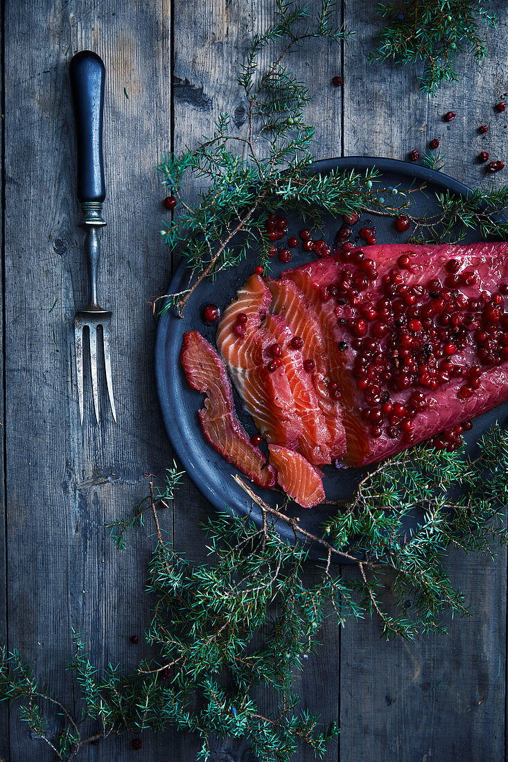 Lingonberry marinated salmon