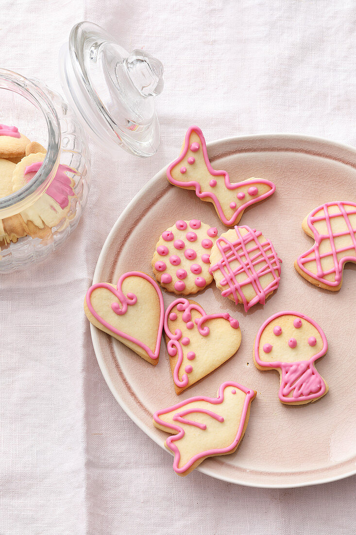 Pink iced biscuits