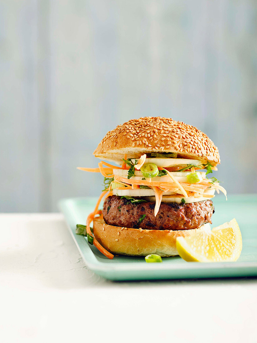 Herby burgers with fennel slaw