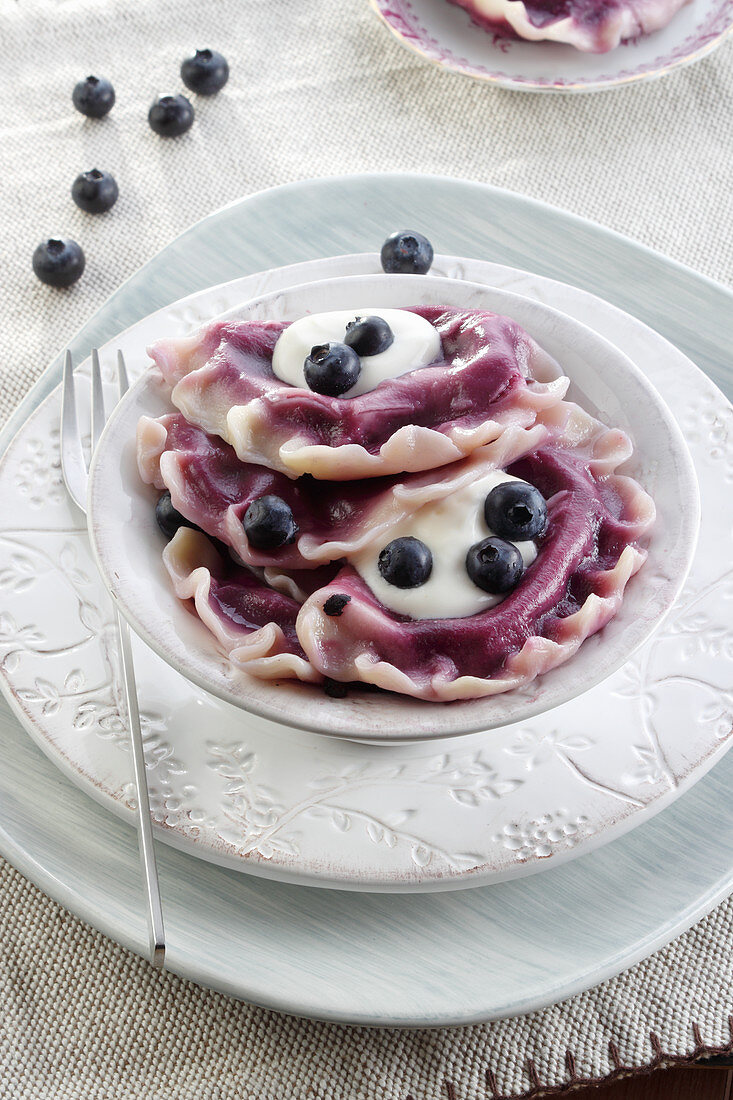 Dumplings filled with blueberry