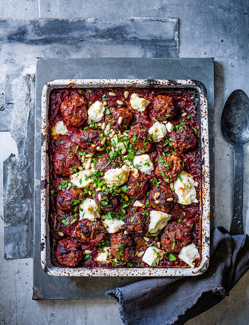 Greek lamb meatball bake