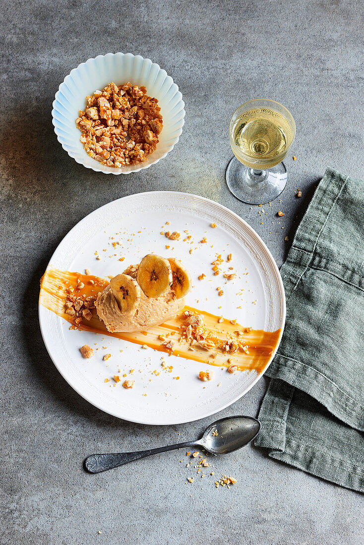 Peanut butter parfait with salted caramel crunch