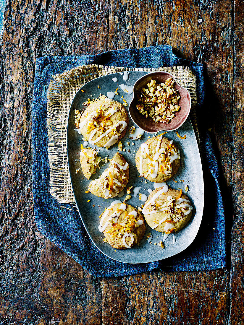 Carrot cake cookies with walnuts