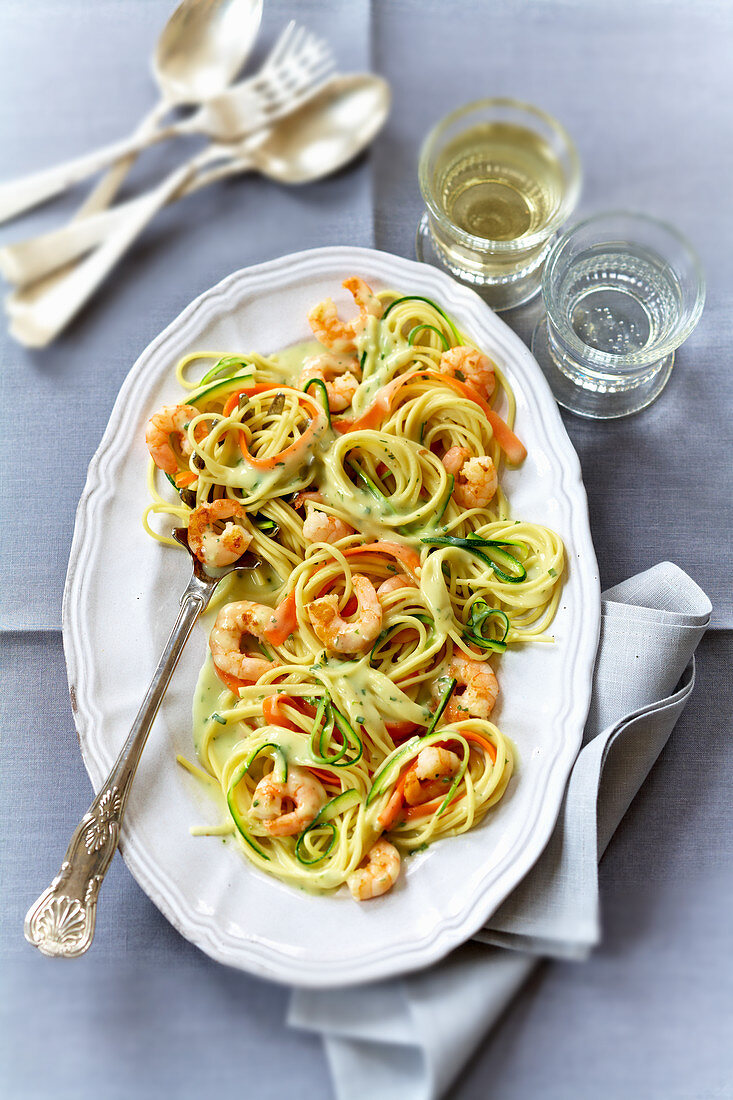 Spaghetti mit Garnelensauce