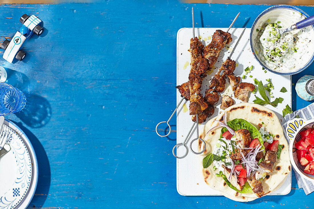 Chicken gyros with tzatziki