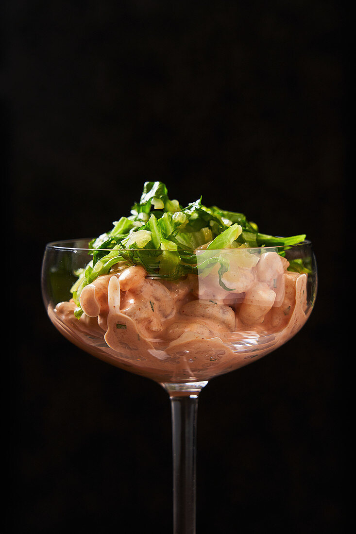 Shrimp cocktail in stylish glass