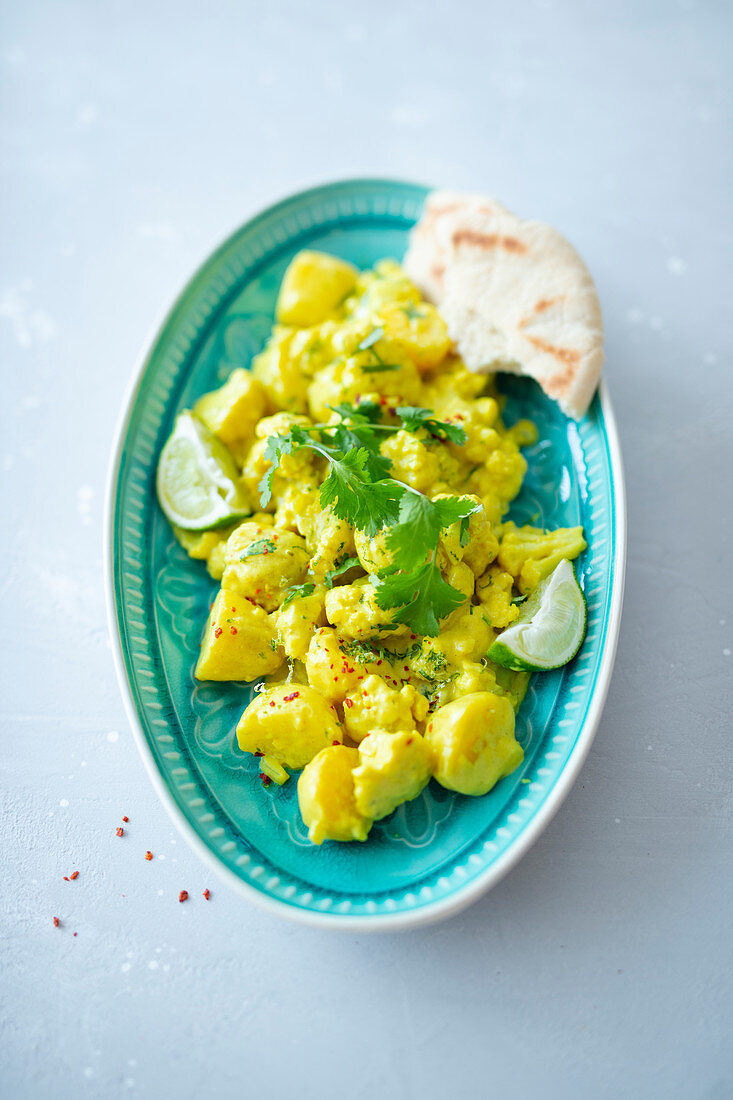 Veganes Curry mit Kartoffeln und Blumenkohl