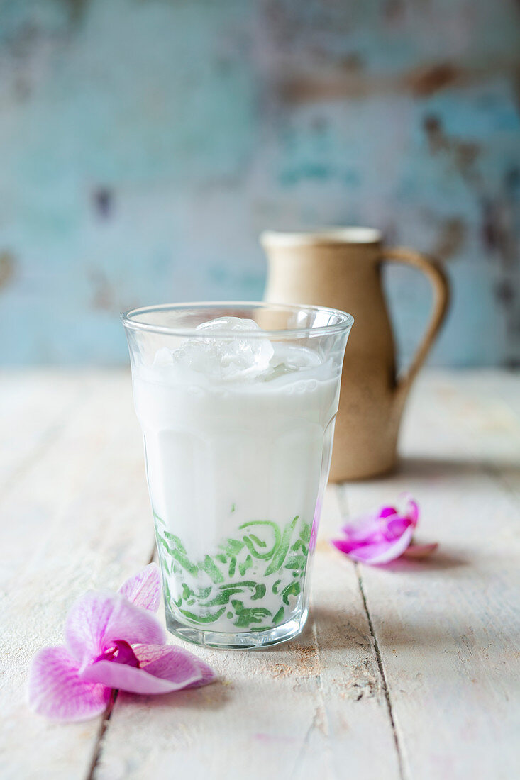 Lod Chong (Dessert mit grünen Tapioka-Nudeln in Reismilch, Asien)