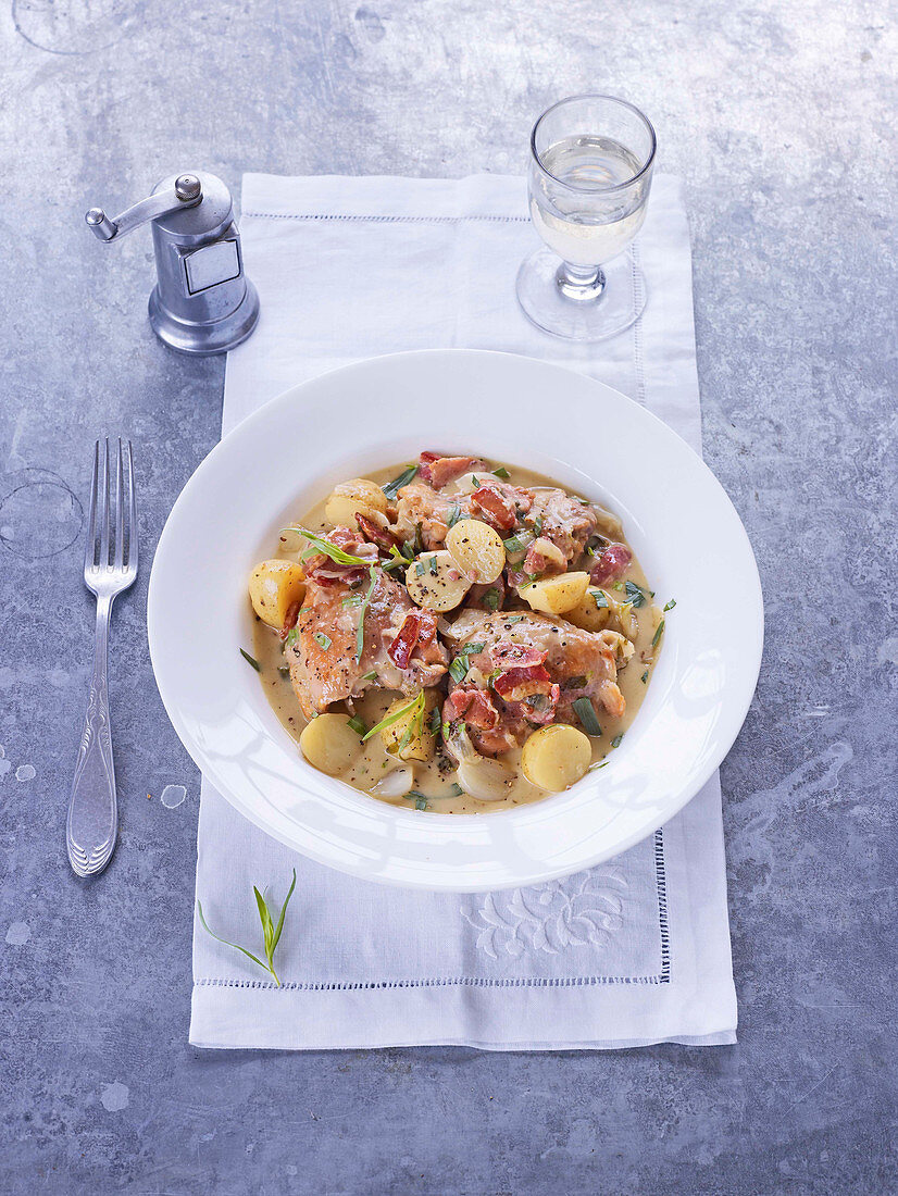 Chicken, bacon and potato stew