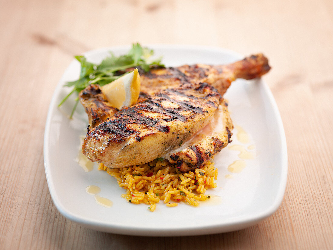 Tandoori chicken with saffron rice