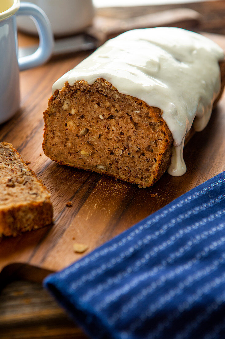 Parsnip nut cake with a cream cheese glaze