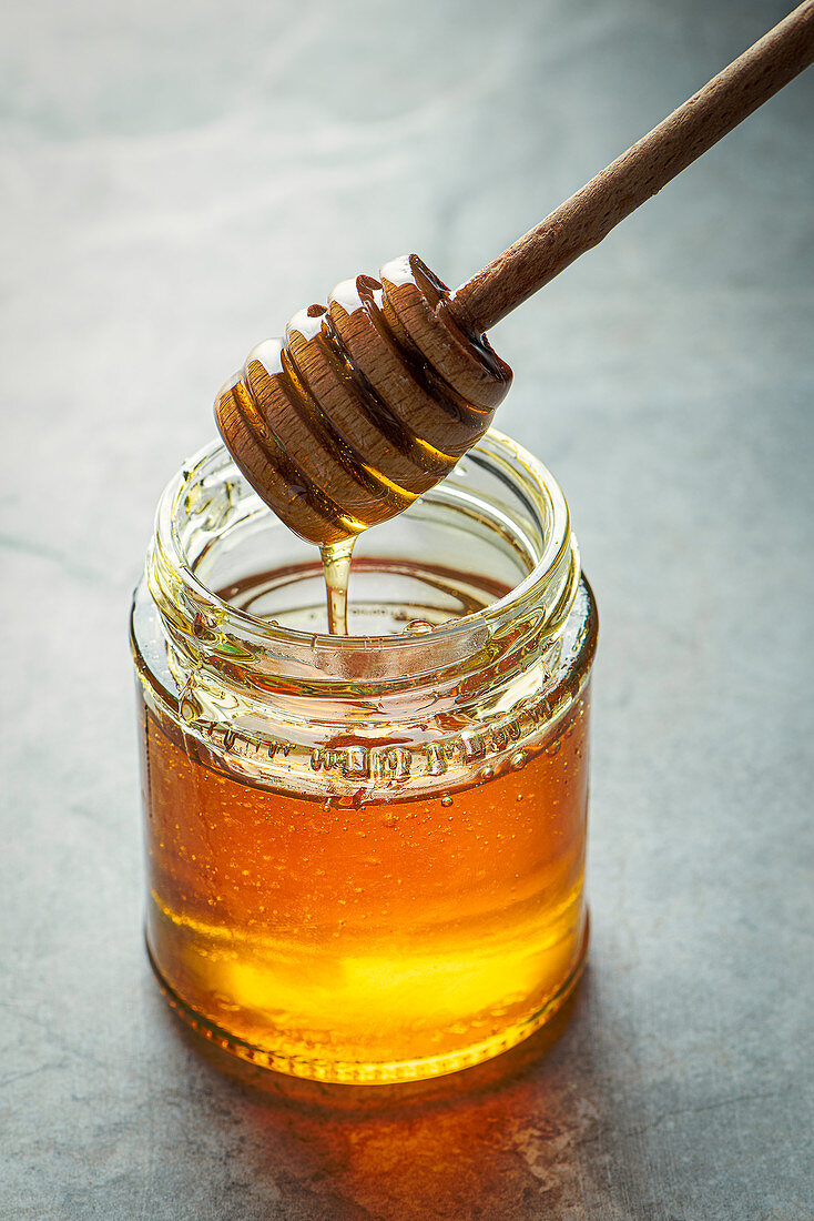 Honey in a jar close up