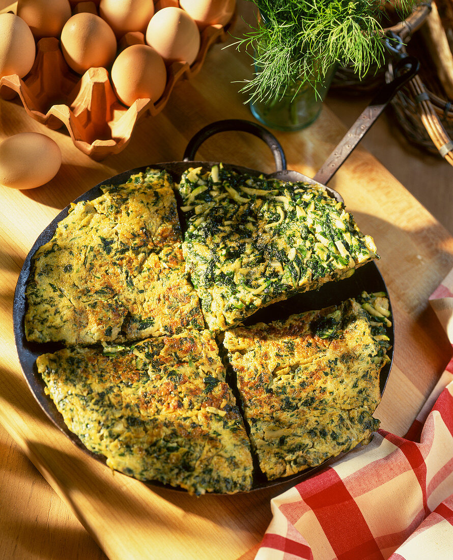A herb and spinach omelette