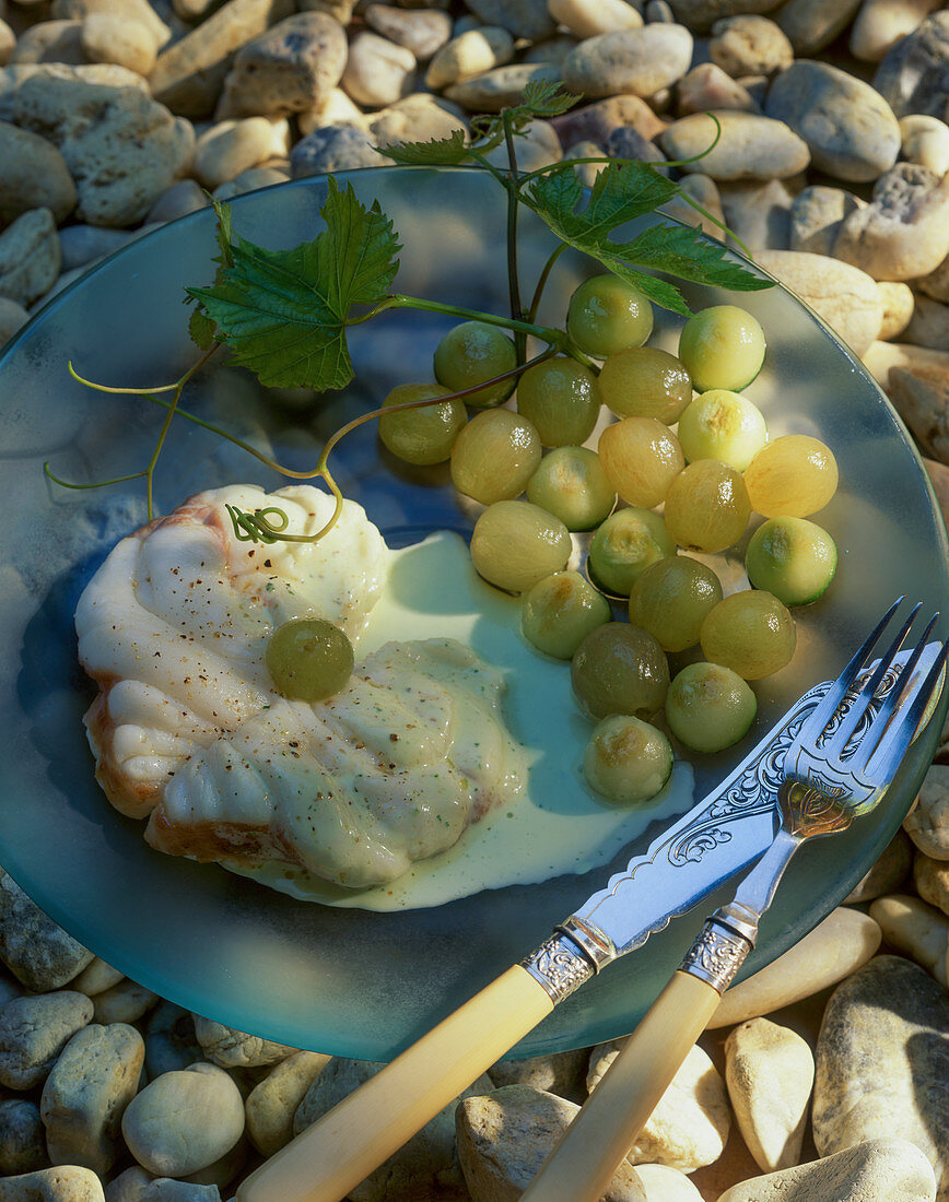 Monk fish with grapes
