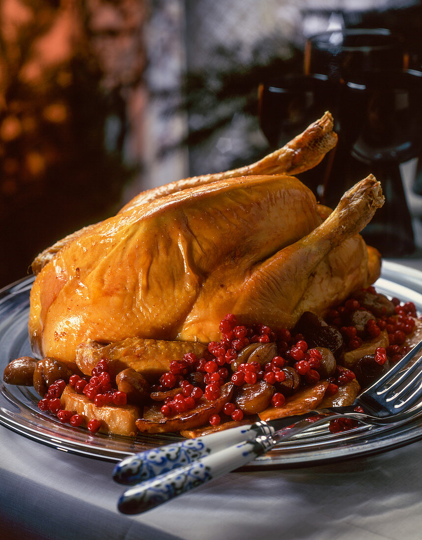 Roast chicken with cranberries