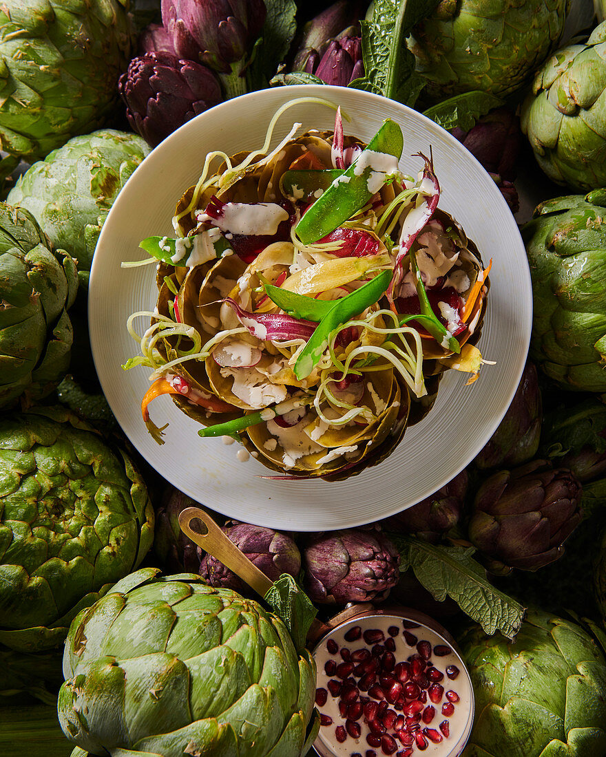 Warm artichoke salad