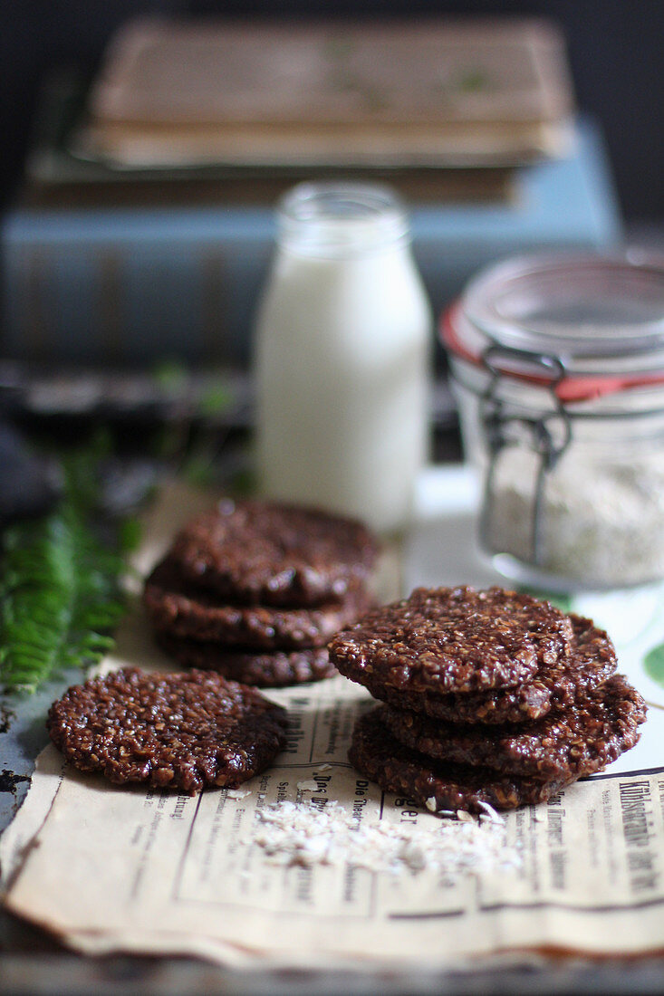 Chocolate biscuits with oats