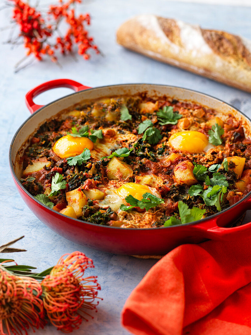 Kartoffel-Shakshuka mit Hackfleisch