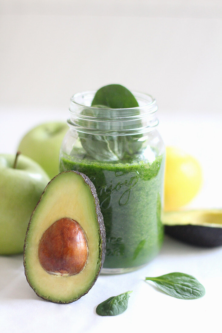 Avocado and apple smoothie with spinach