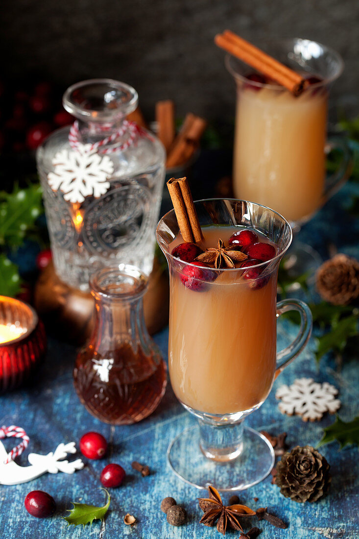 Glasses of Mulled Gin and Tonic in a Festive Setting