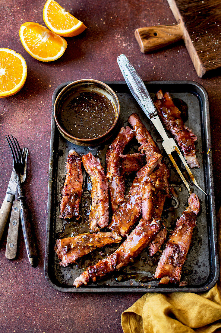 Ribs with orange sauce