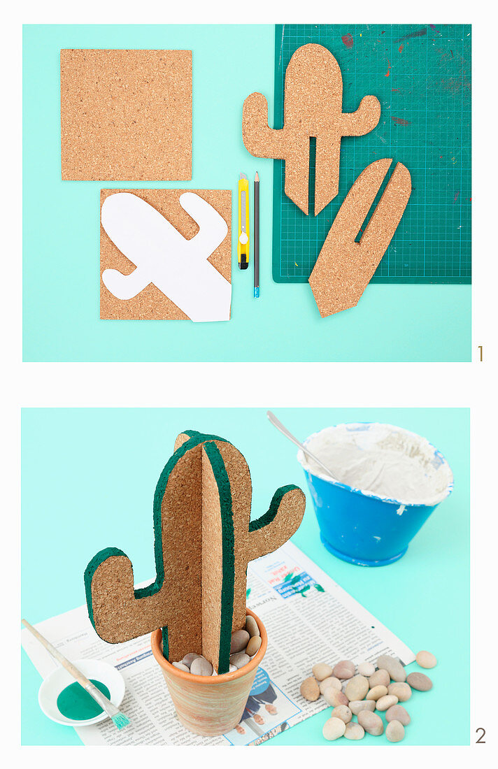 Instructions for making a cactus-shaped pinboard