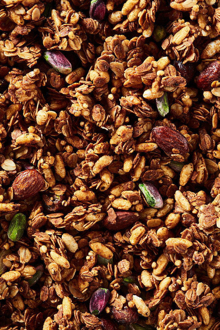 Granola with almonds and pistachio nuts