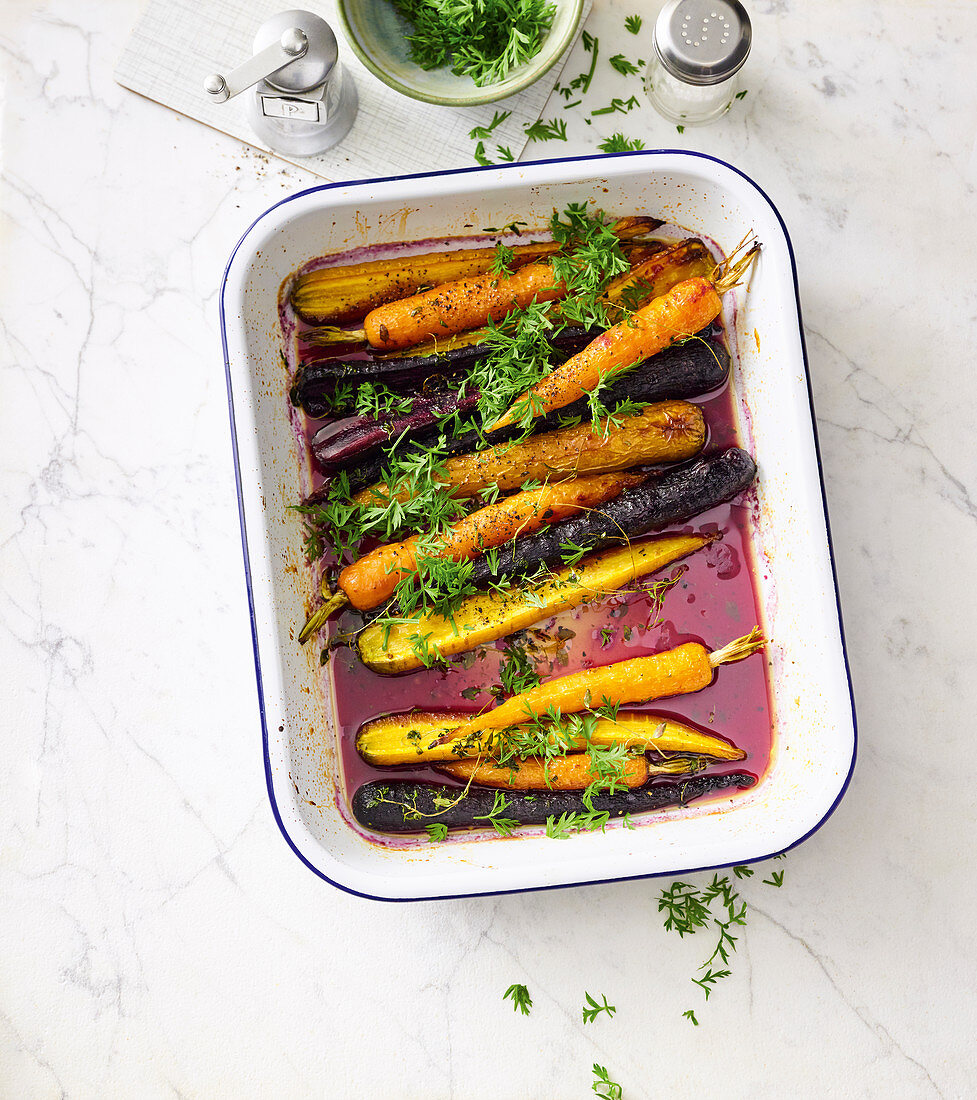 Rainbow carrots with honey and thyme
