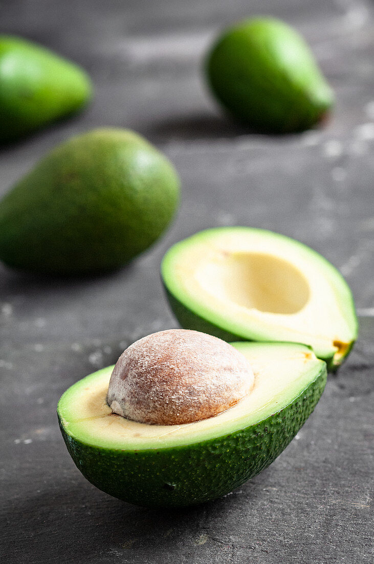 A halved avocado