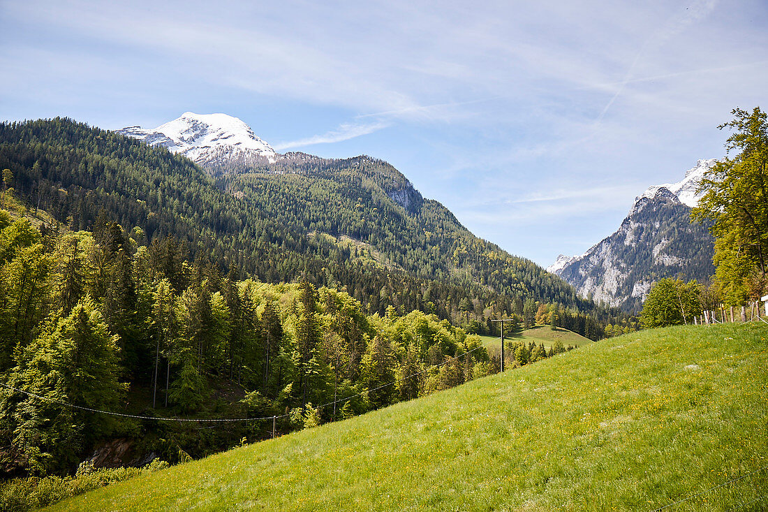 Blick auf die Alpen bei Berchtesgaden, Bayern, Deutschland
