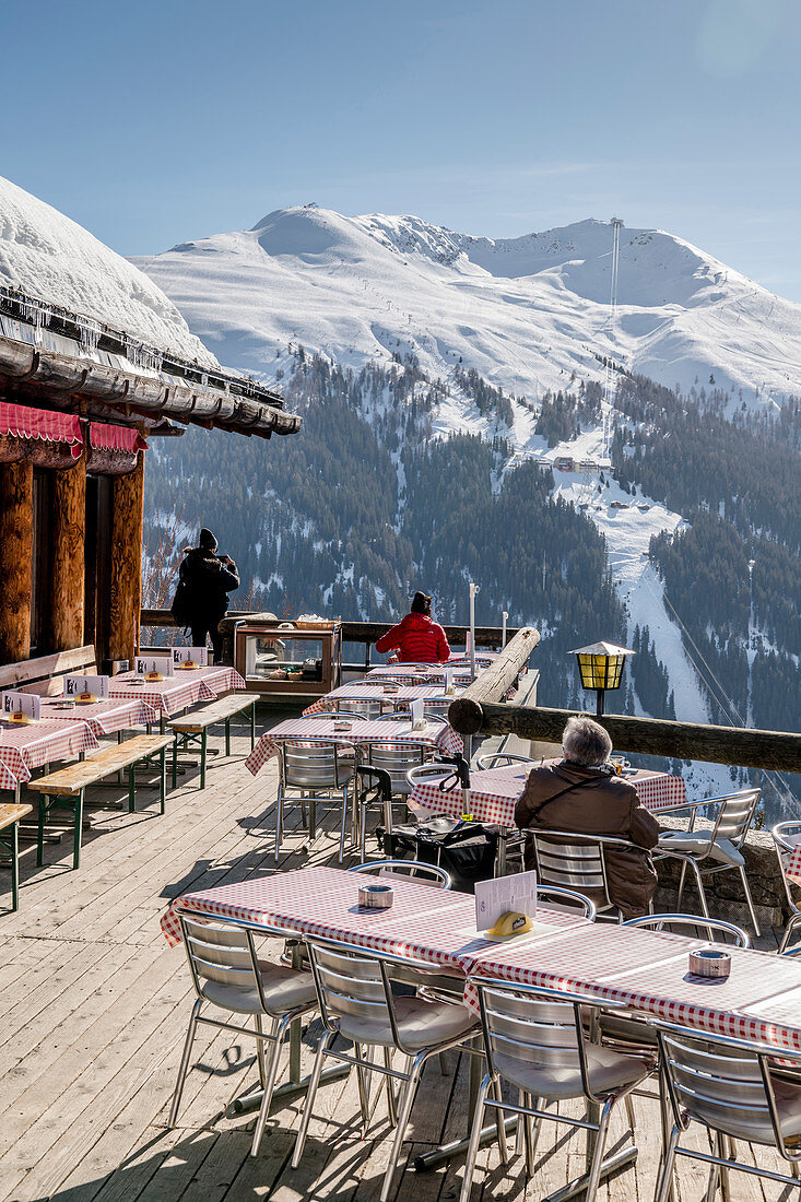 Switzerland, Grisons, Davos: Panorama restaurant next to the top station of the Schatzalp funicular