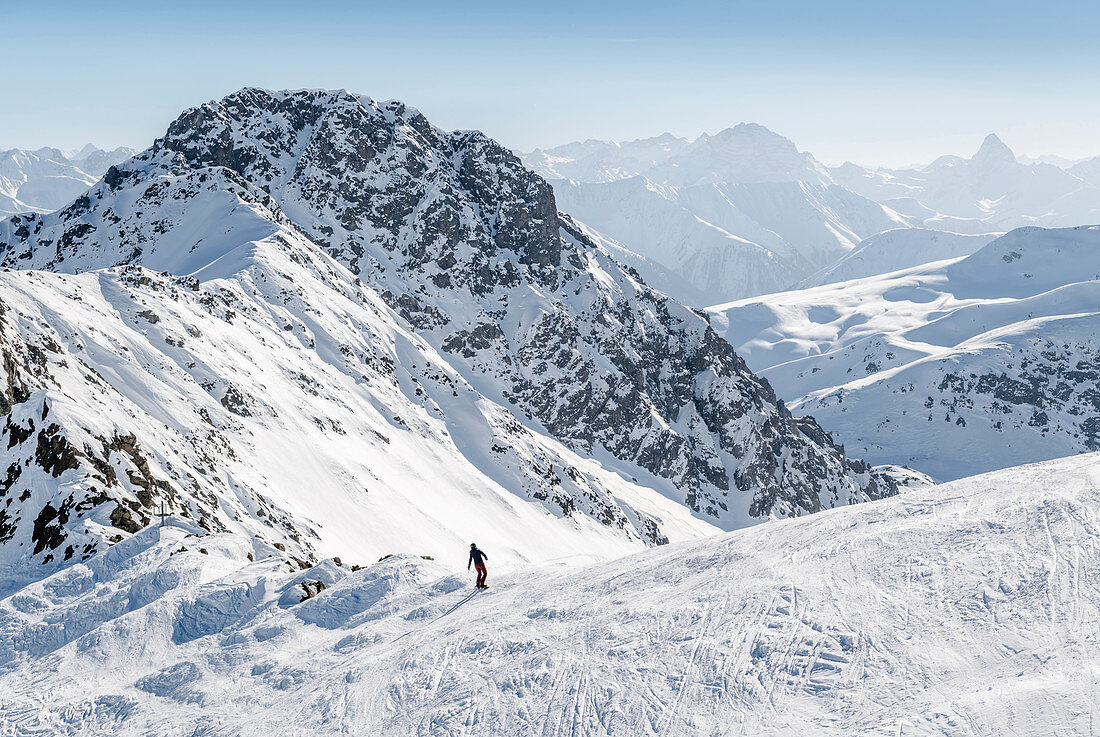 Switzerland, Grisons, Davos: View from Weissfluhjoch (2662m)