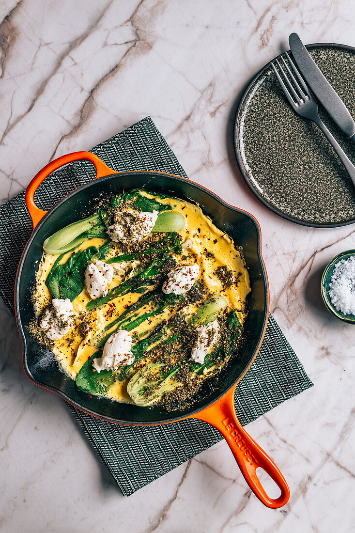 Green Veg Omelette with Labneh and Zaatar