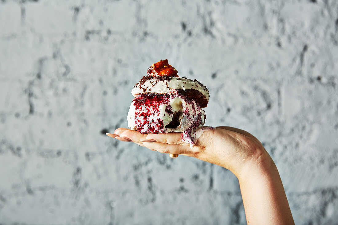 Icecream Donut On Hand