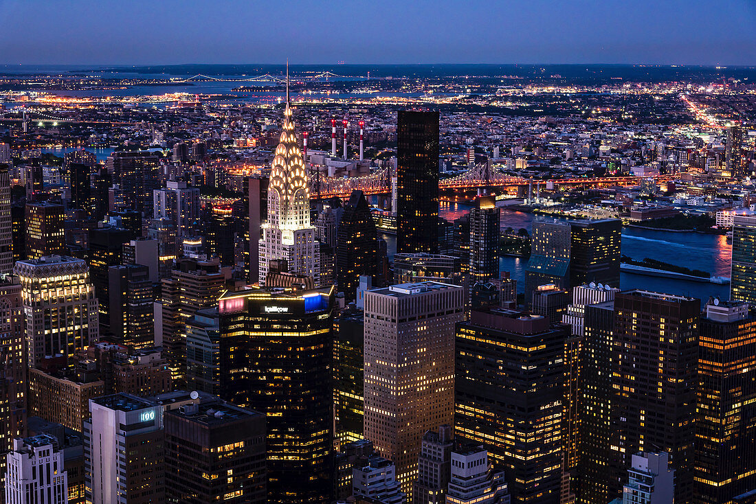 A view of Manhattan evening lights, New York City, USA