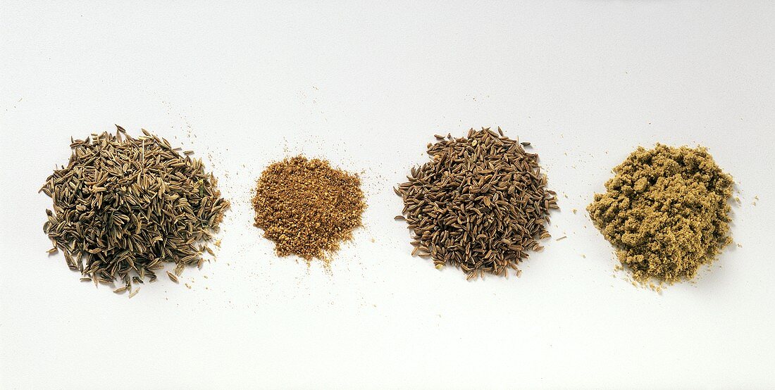 Caraway (whole and ground) and cumin (whole and ground)
