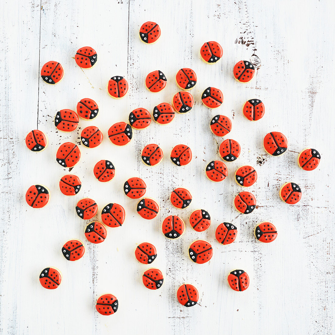 Lots of little ladybird motif cookies