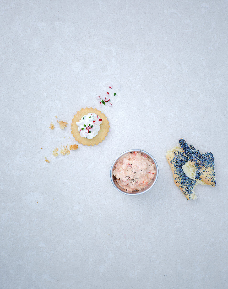 Homemade crackers with dips