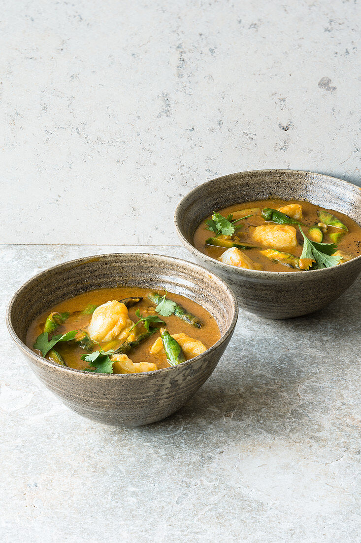 Thai fish curry with asparagus