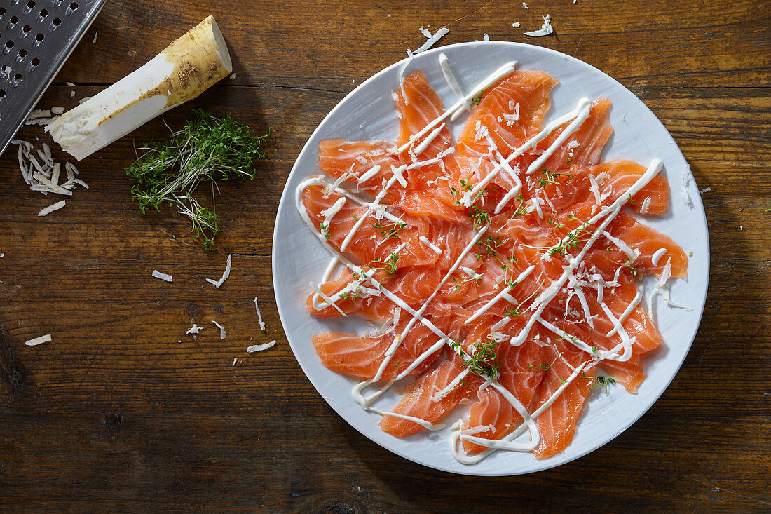 Salmon carpaccio with horseradish