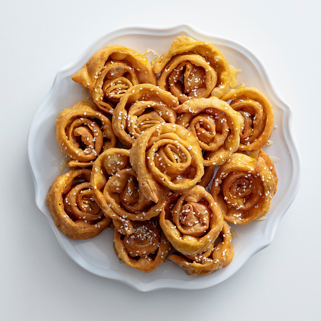 Deblah (deep-fried pastries with lemon syrup and sesame seeds, Tunisia)