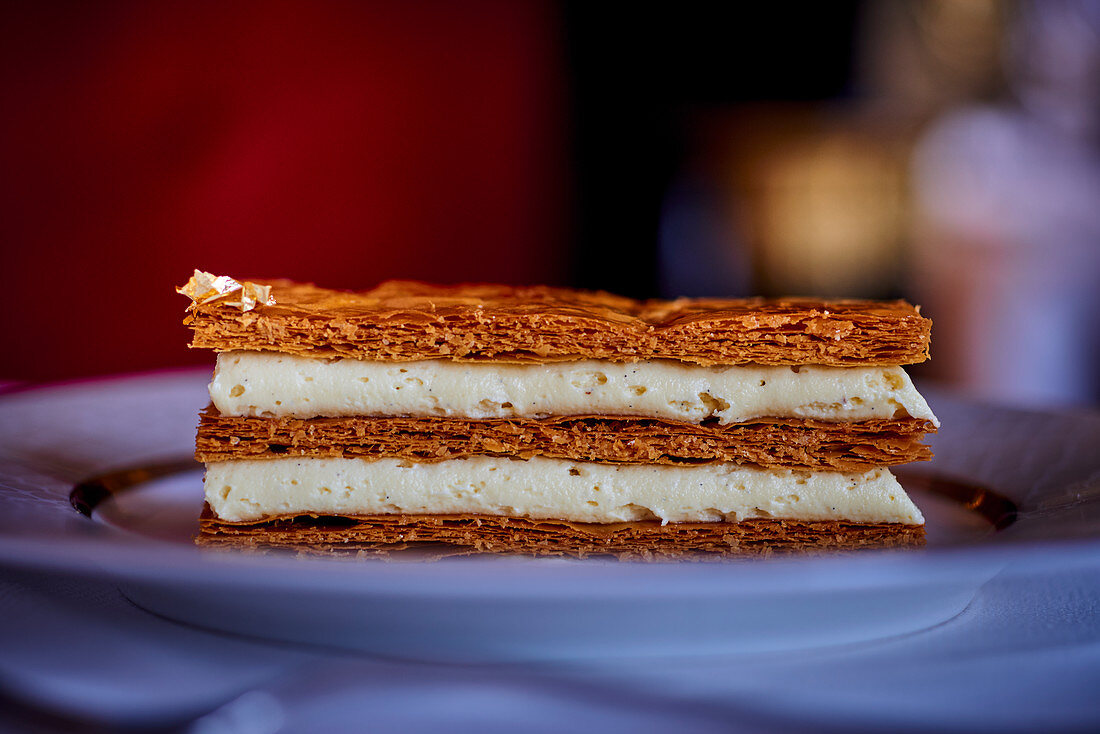 Millefeuille with gold leaf