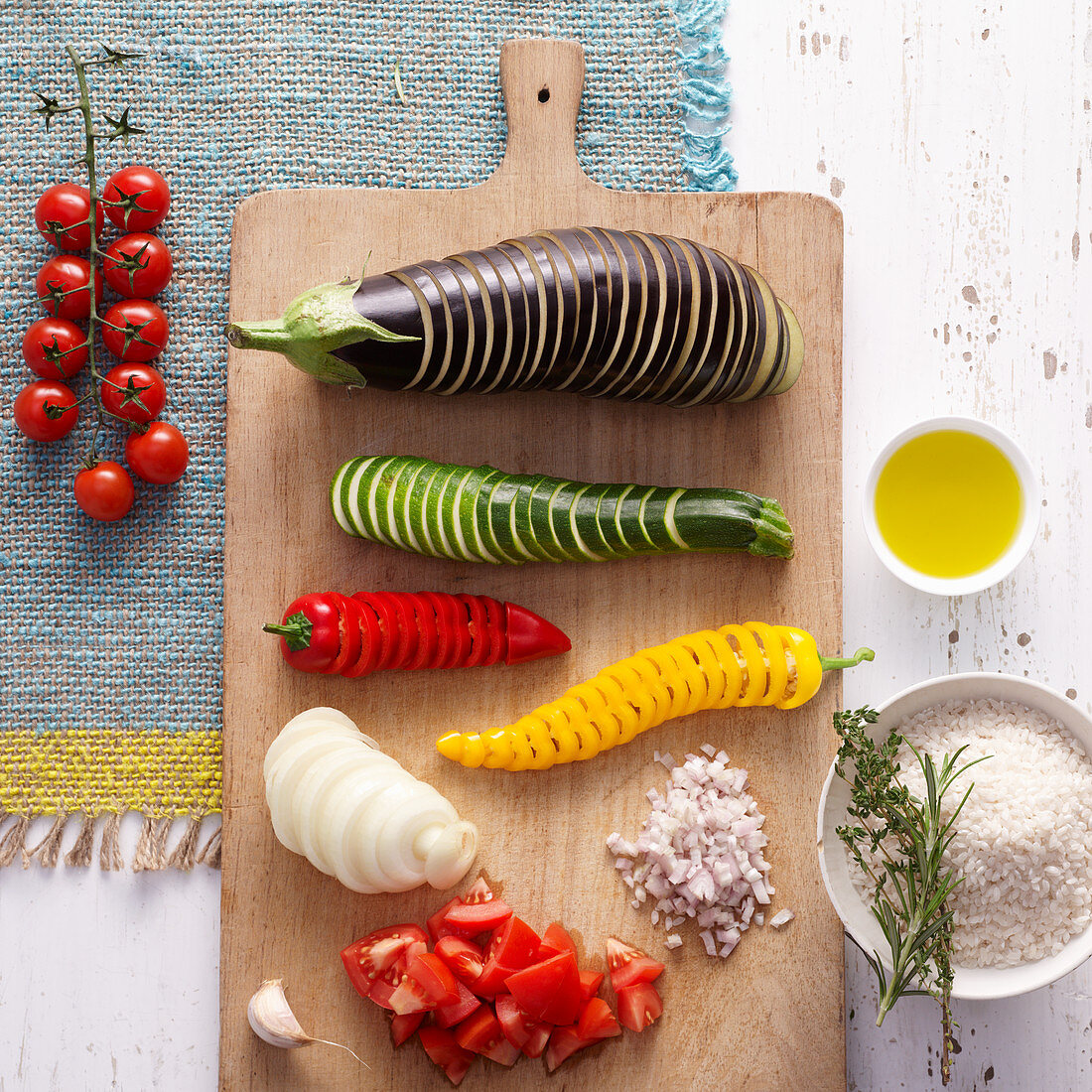 Zutaten für Ratatouille-Paella