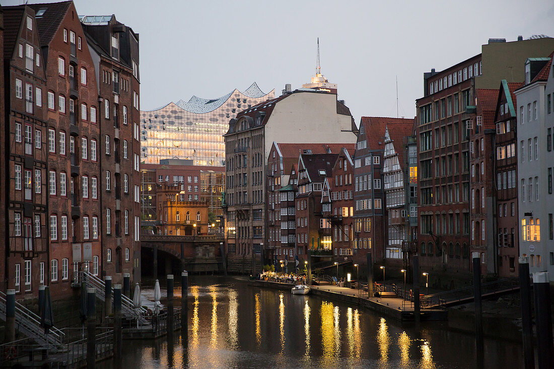 Historical houses on the Deichstrasse in Hamburg, Germany