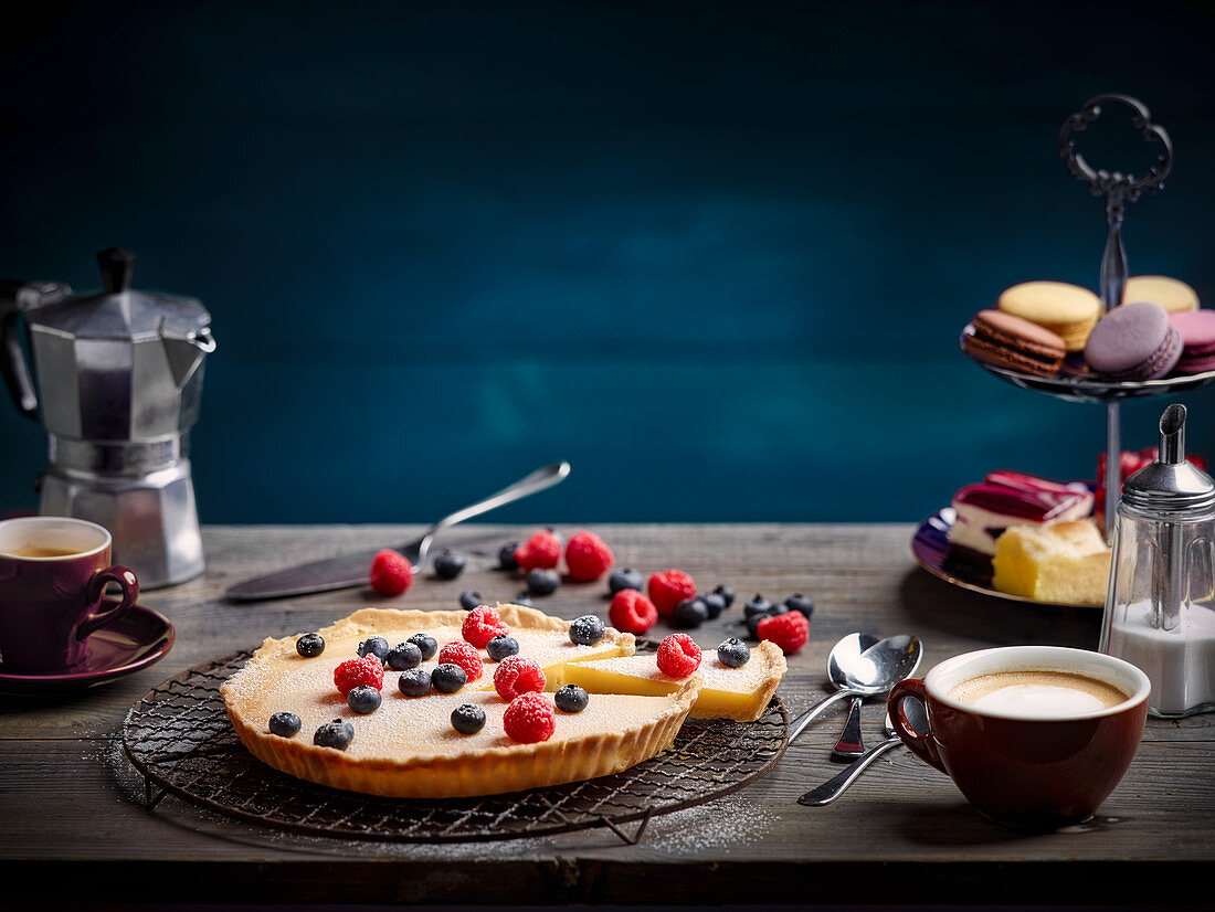 Lemon tart with berries